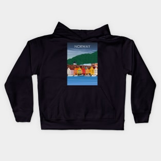 Norway Bergen Vintage Minimal Retro Travel Poster Kids Hoodie